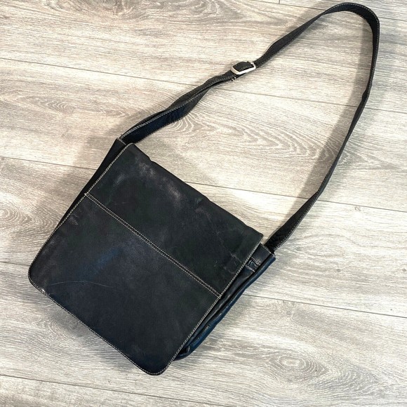 Handbags - Latico Messenger Handbag Women Black Leather Organizer LIned Purse Shoulder Bag
